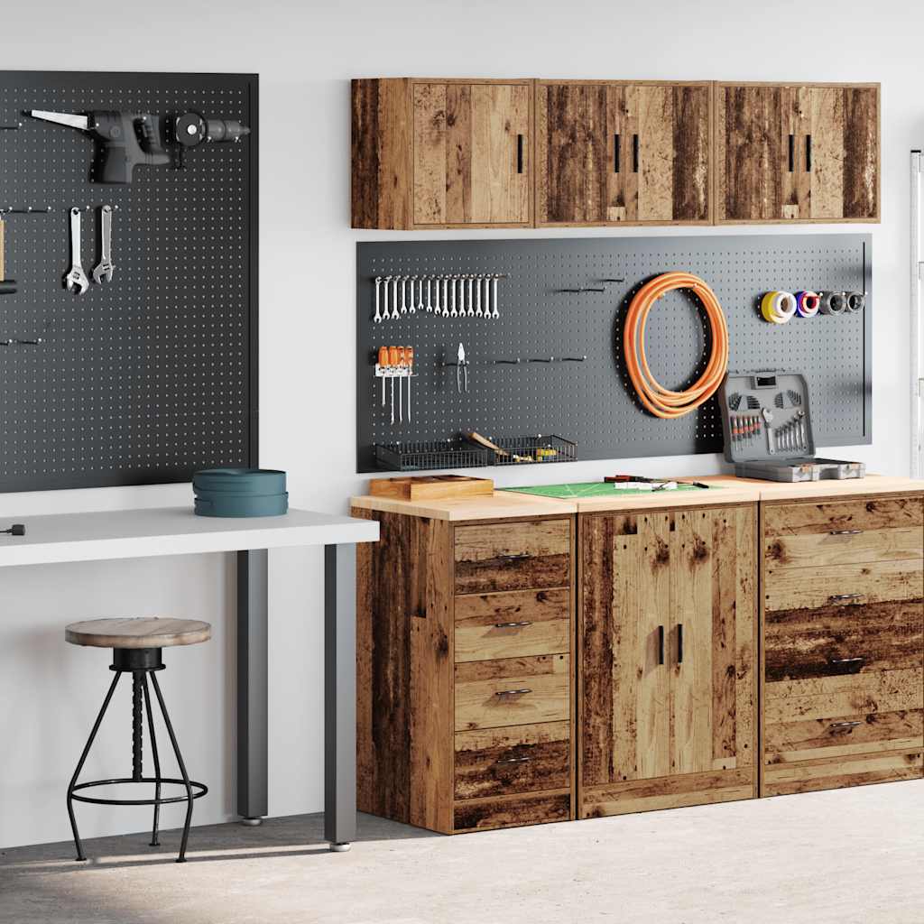 Garagenschränke 2 Stk. Schwarz Holzwerkstoff