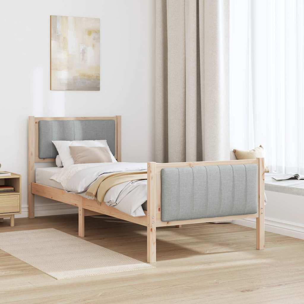 Bettgestell Braun und hellgrau 200 x 200 cm Massivholz Kiefer