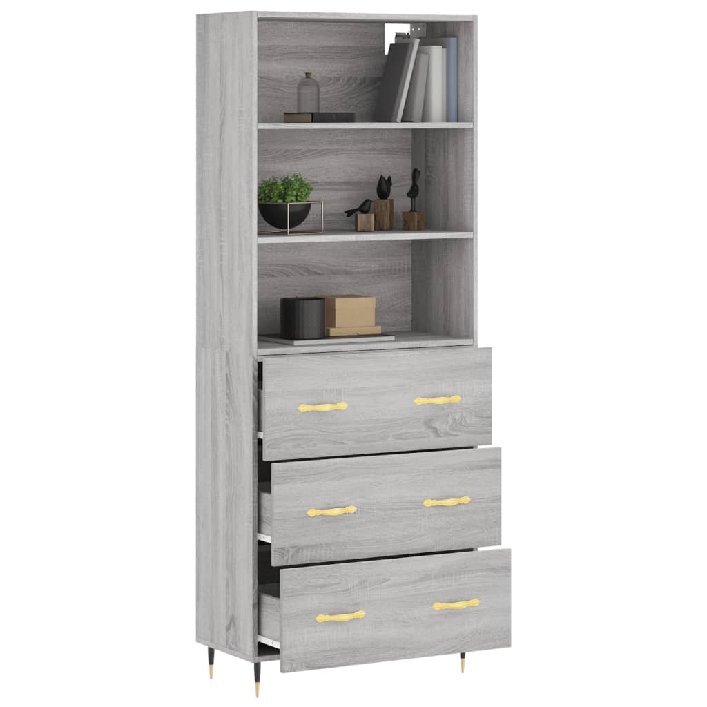 Highboard Betongrau 69,5x34x180 cm Holzwerkstoff