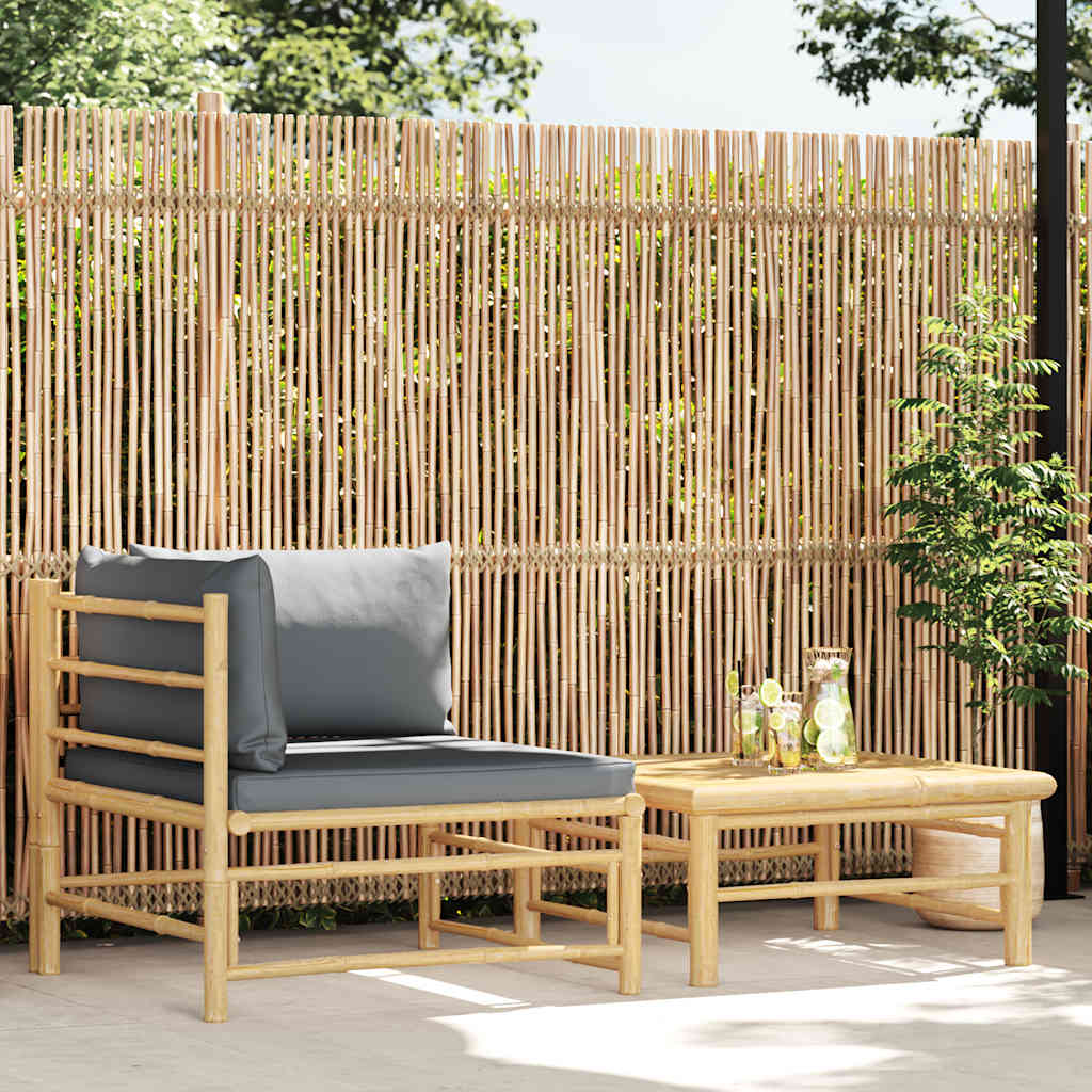3-tlg. Garten-Lounge-Set mit Kissen Bambus