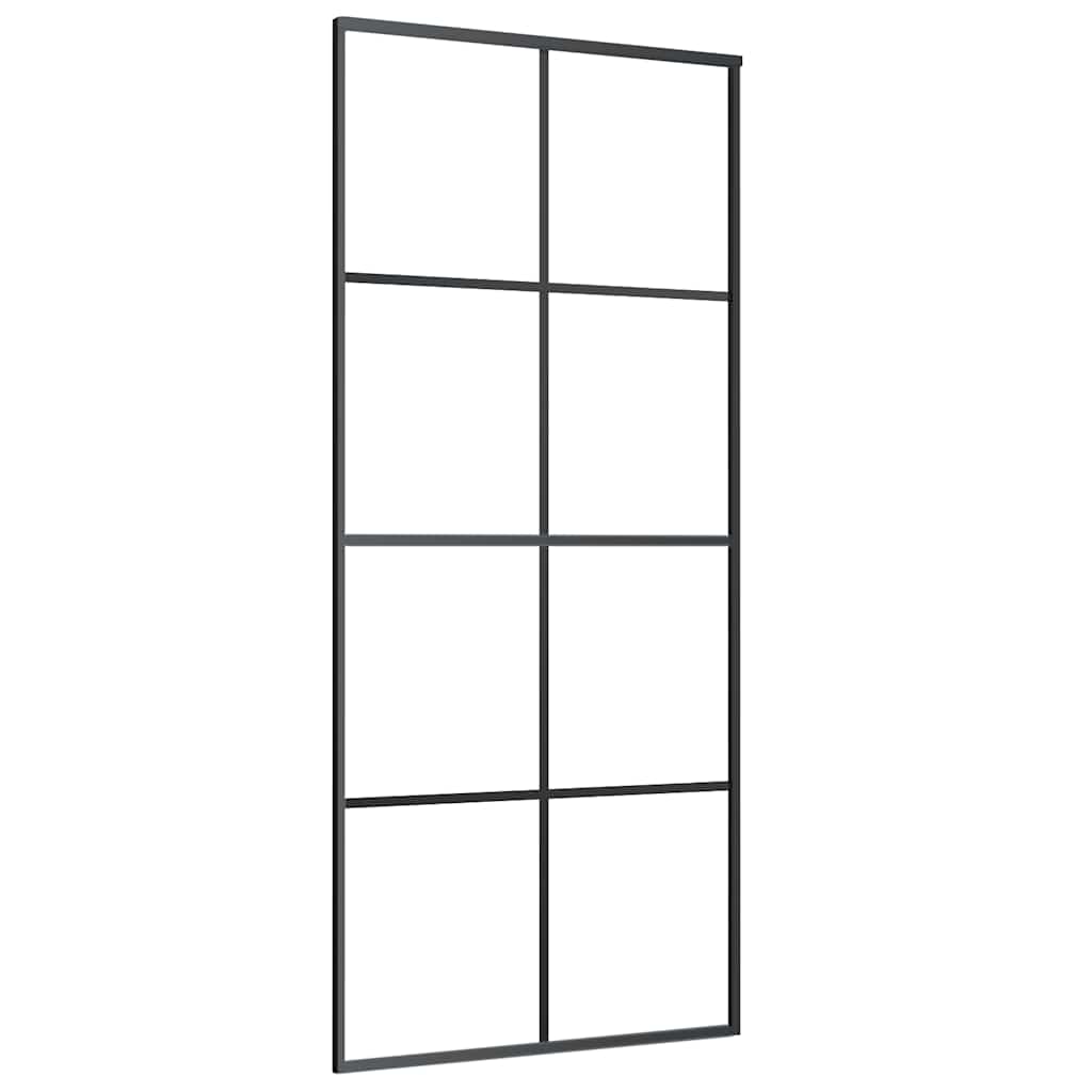Schiebetür mit Beschlag Schwarz 76x205 cm ESG-Glas