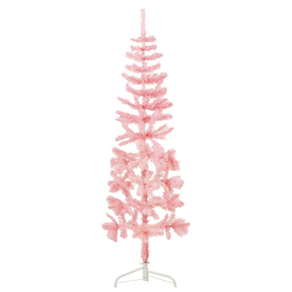 Künstlicher Halb-Weihnachtsbaum mit Ständer Schlank Weiß 180 cm