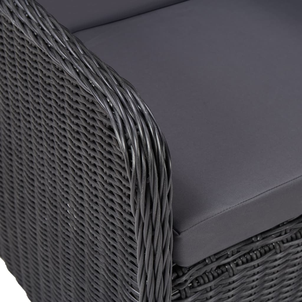 3-tlg. Garten-Bistro-Set mit Auflagen Poly Rattan Schwarz