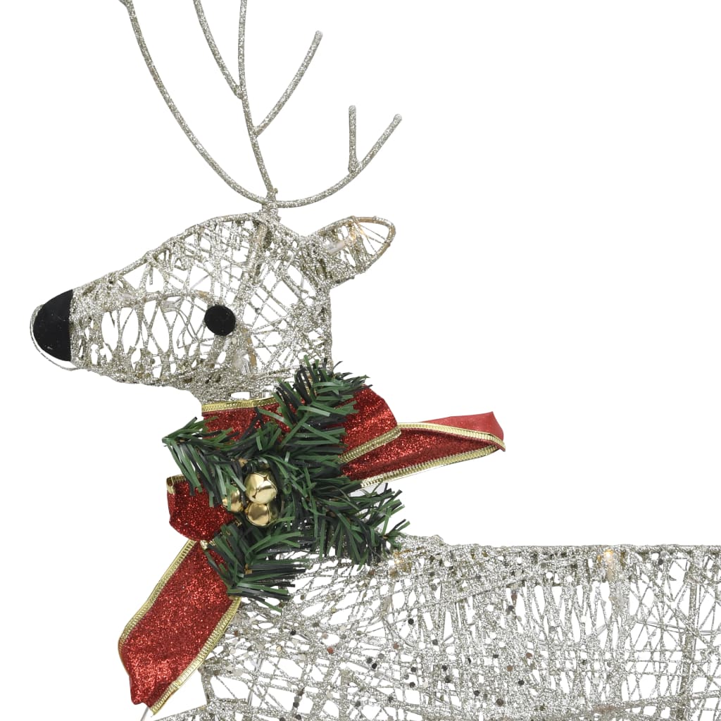 Weihnachtsdeko Rentier & Schlitten 60 LEDs Outdoor Golden
