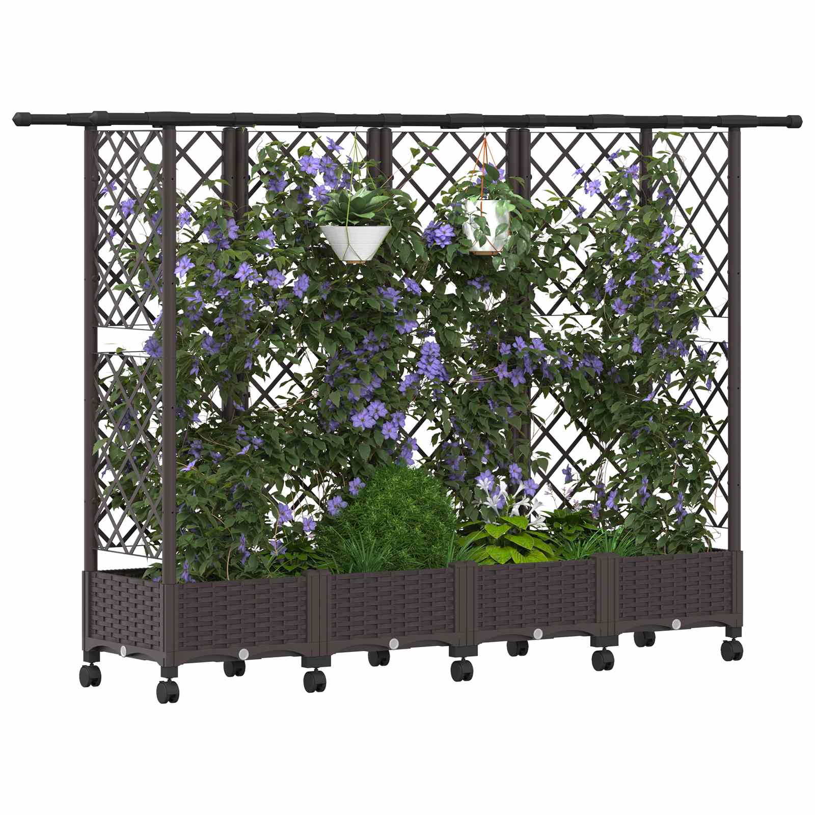 Hochbeet mit Rankgitter und Dach Braun 124 x 40 x 123 cm PP