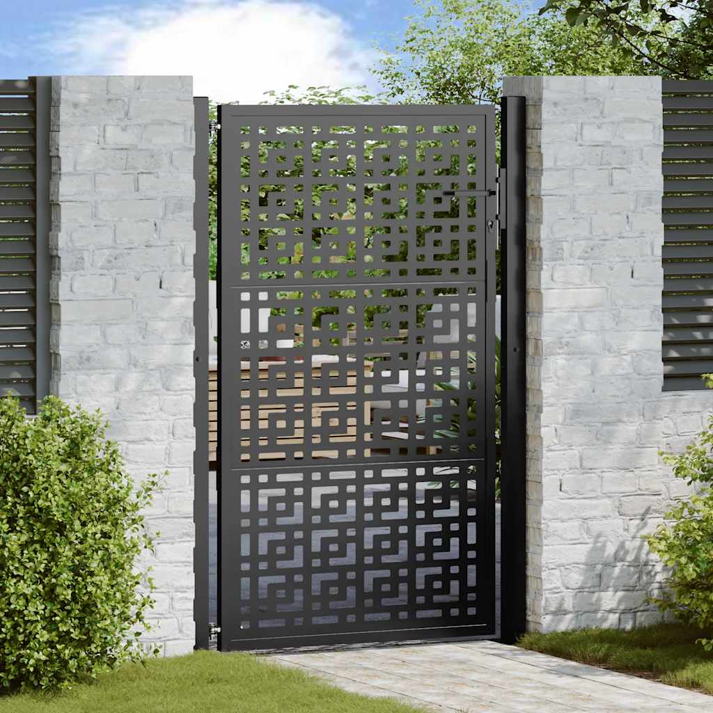 Gartentor Schwarz 100x100 cm Stahl Lichtdesign