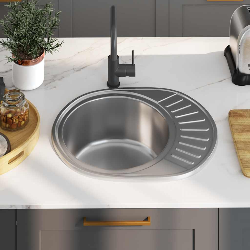 Einbauspüle mit Sieb und Siphon Edelstahl