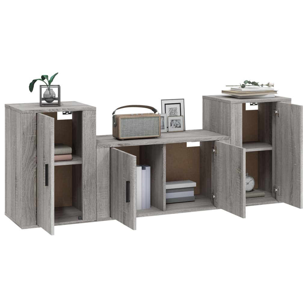 3-tlg. TV-Schrank-Set Weiß Holzwerkstoff