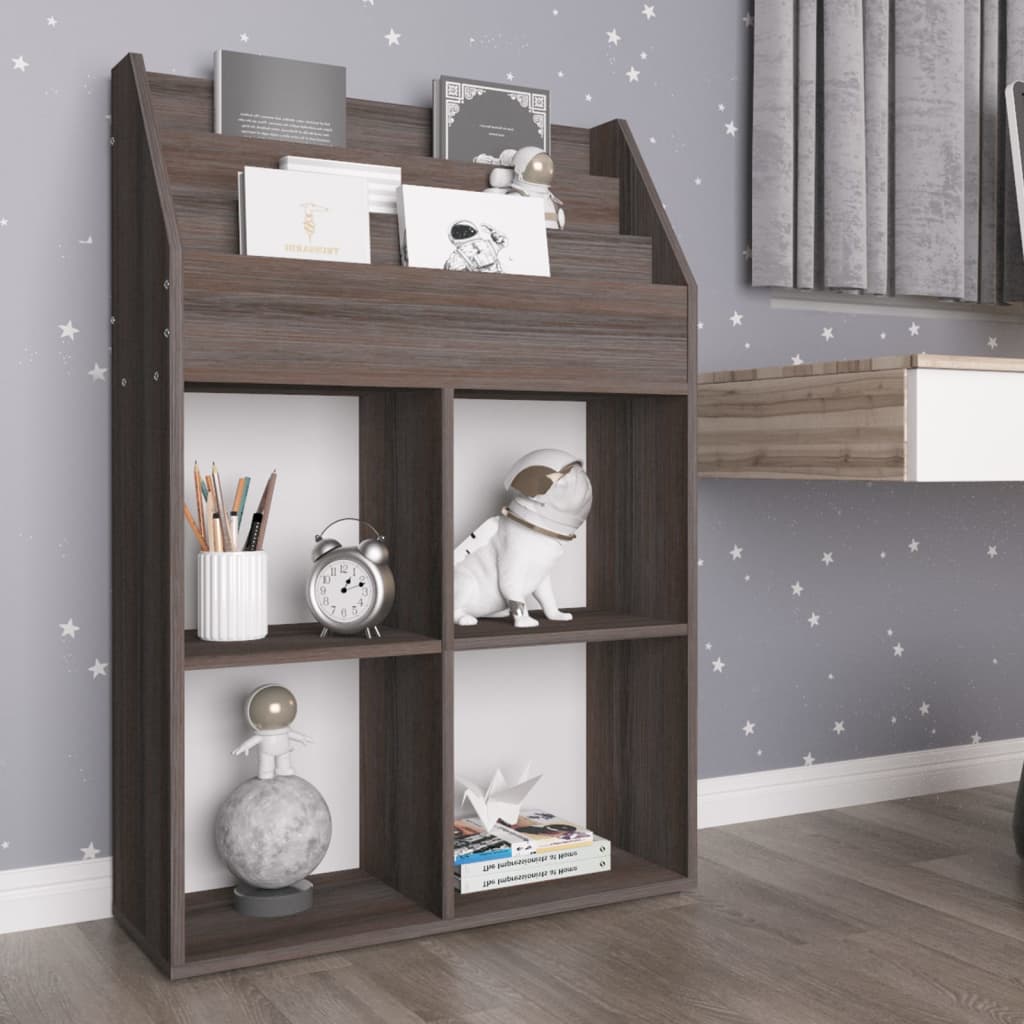 Kinder-Bücherregal Braun Eichen-Optik 71x30x114cm Holzwerkstoff