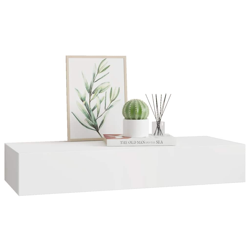Wandregal mit Schublade Weiß 40x23,5x10 cm MDF