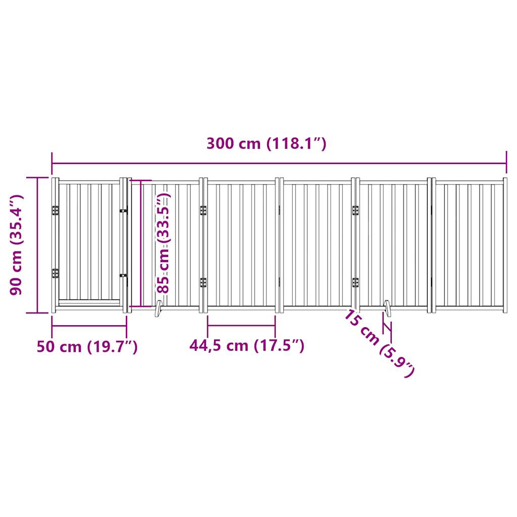 3-tlg. Hundetor Faltbar 150 cm Massivholz Tanne