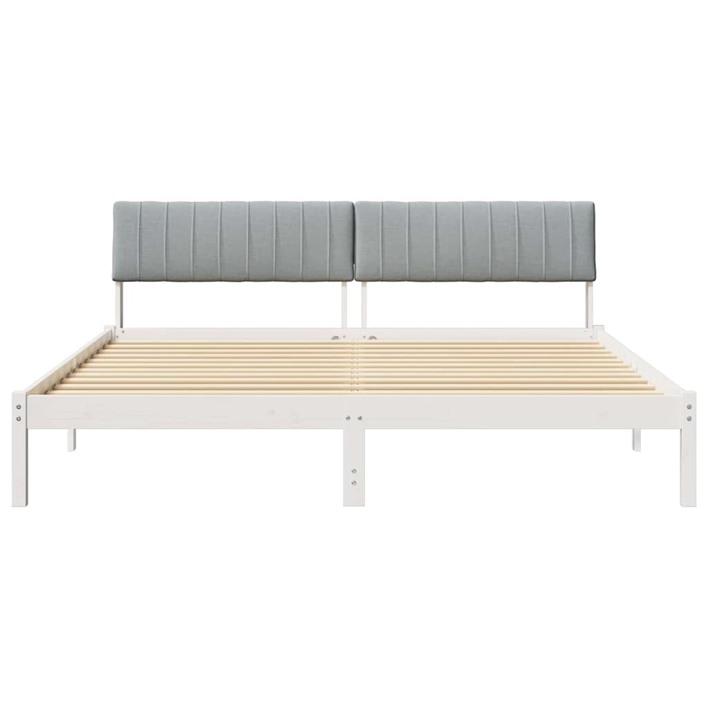 Bettgestell Braun und hellgrau 200 x 200 cm Massivholz Kiefer