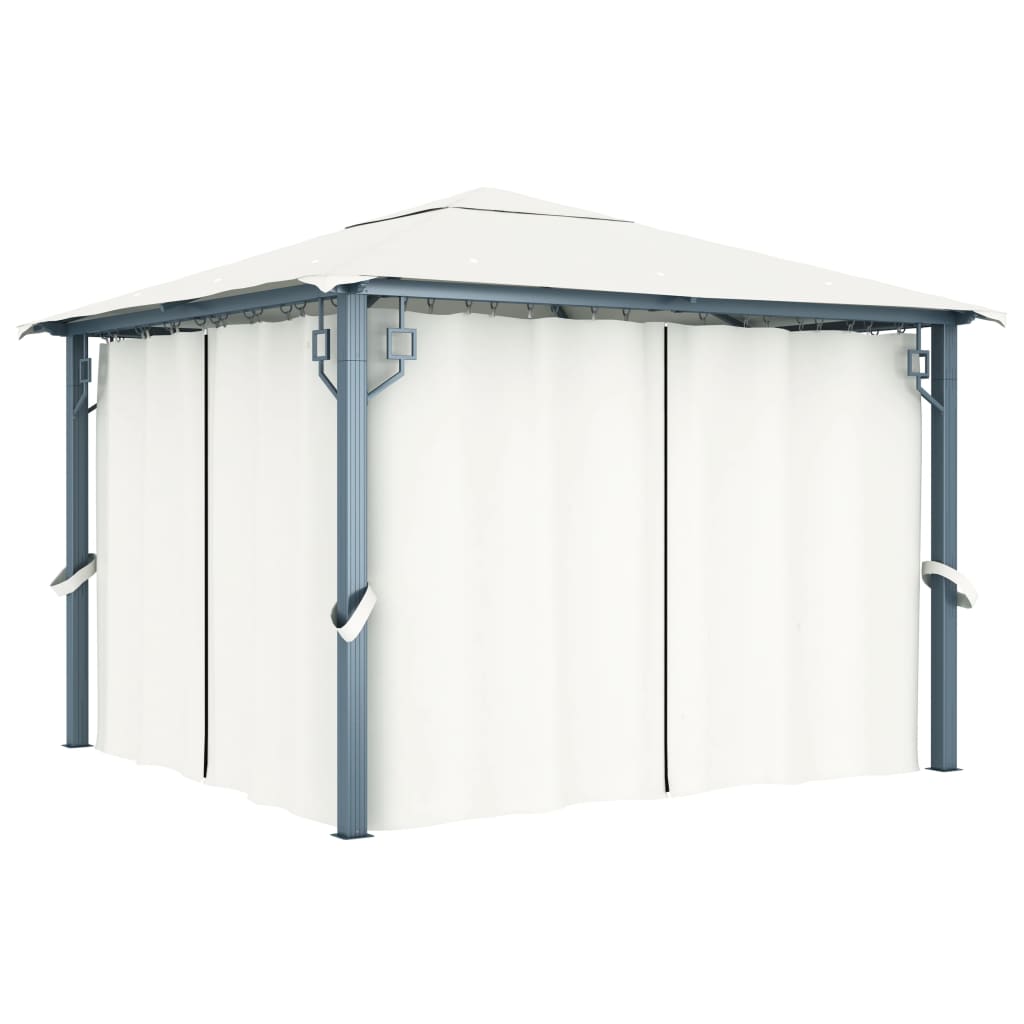 Pavillon mit Vorhang 300x300 cm Taupe Aluminium