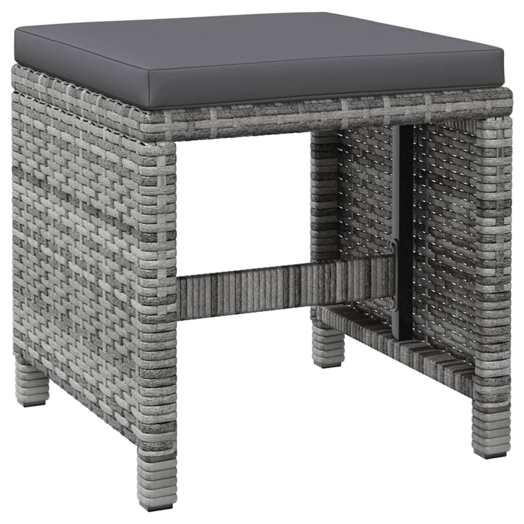 4-tlg. Gartenstuhl und Hocker Set Poly Rattan Schwarz