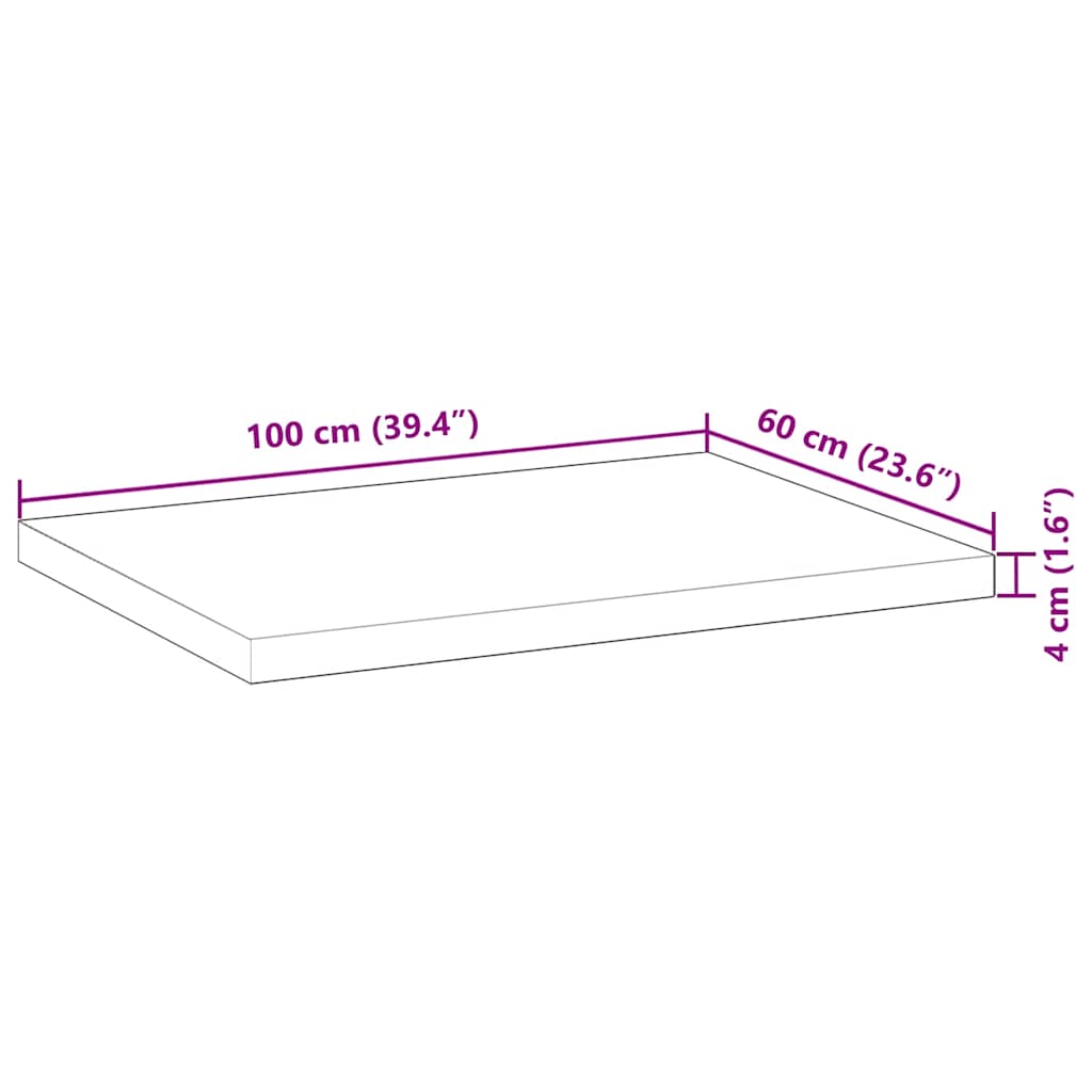 Schreibtischplatte Unbehandelt 60x50x2 cm Massivholz Akazie