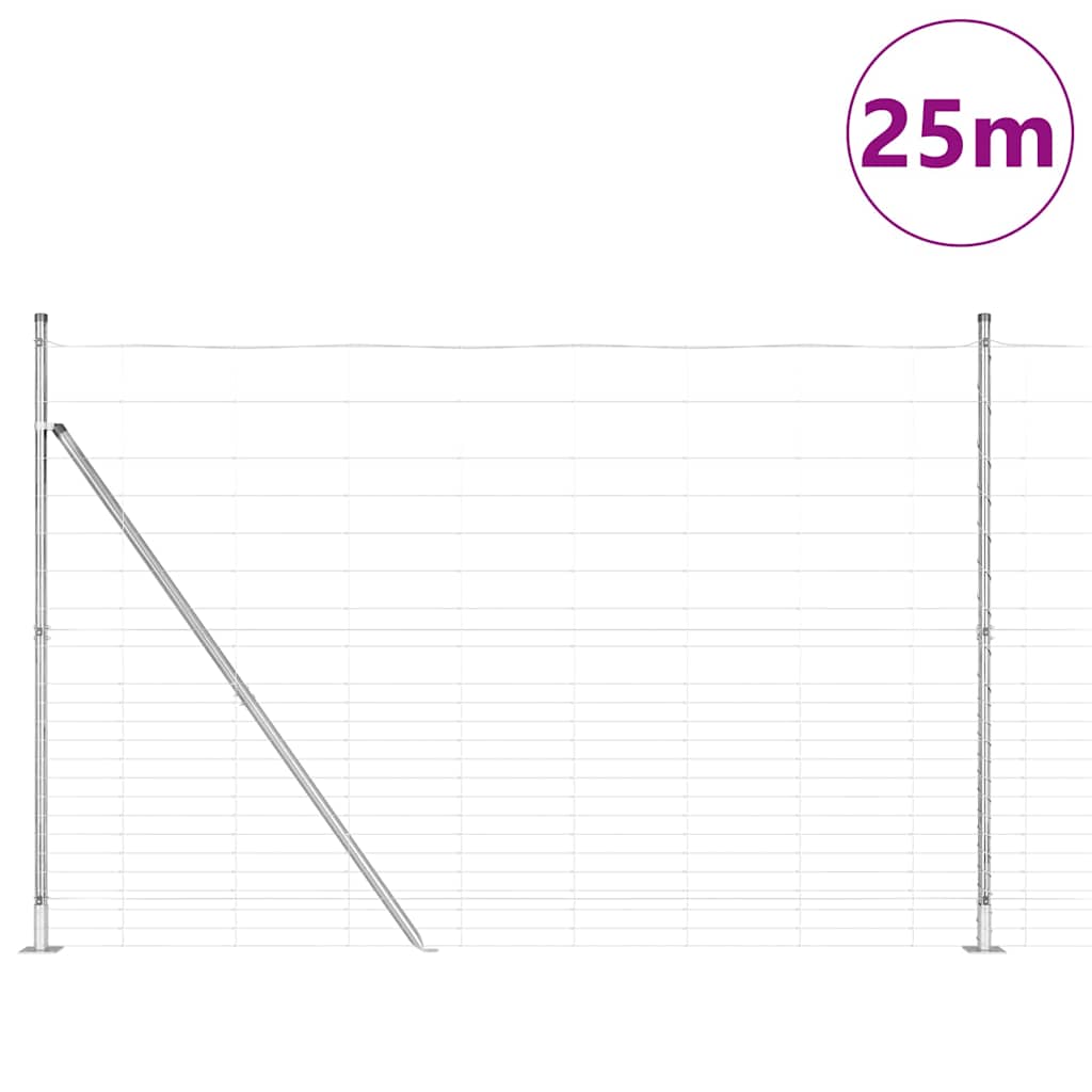 Ground Fix Geschweißter Drahtzaun 25 x 0,8 m Silber Netz