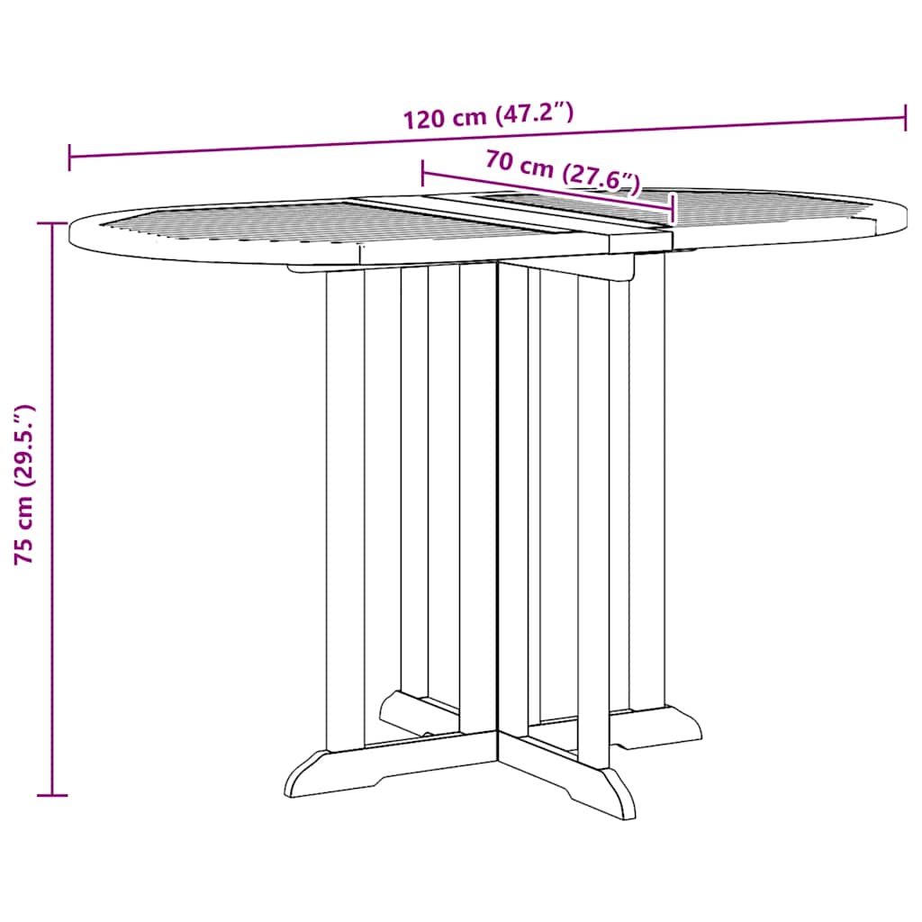 Garten-Klapptisch Butterfly 150x90x75 cm Massivholz Teak