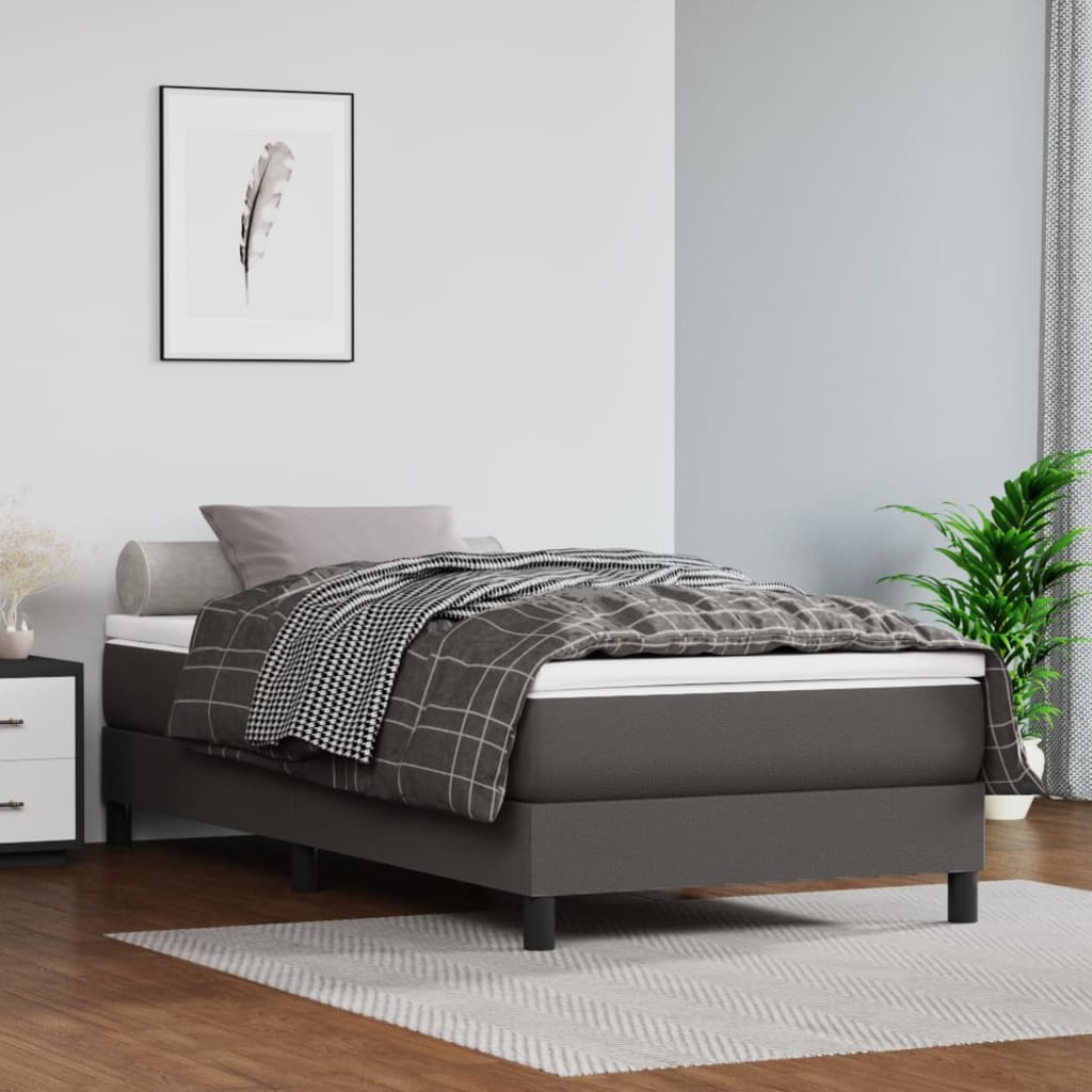Taschenfederkernmatratze Mittel Schwarz 80x200x20 cm Kunstleder