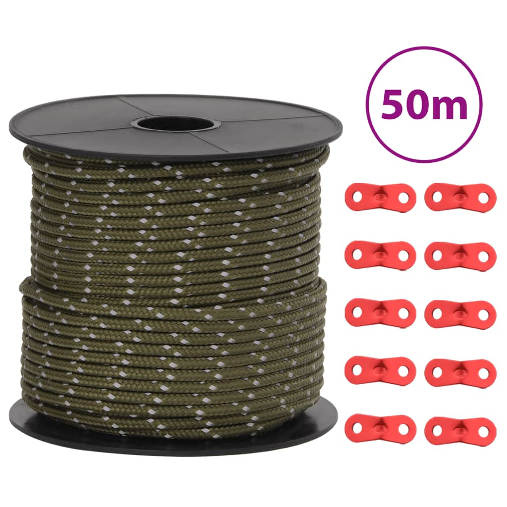 Zeltleine Reflektierend mit Seilspannern 50 m 3 mm