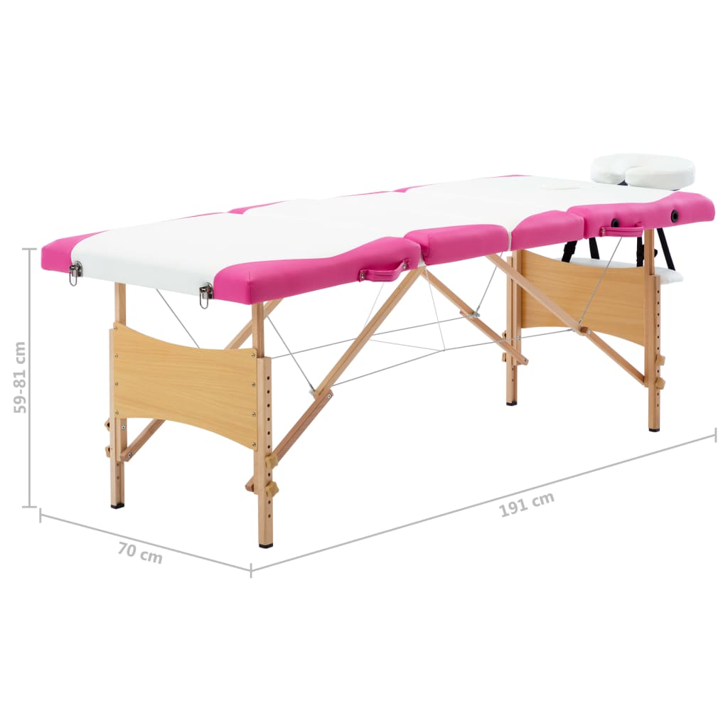 Massageliege Klappbar 4-Zonen mit Holzgestell Rosa