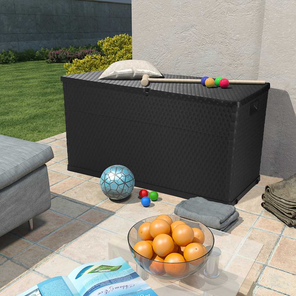 Garten-Aufbewahrungsbox Braun 120x56x63 cm PP Rattan
