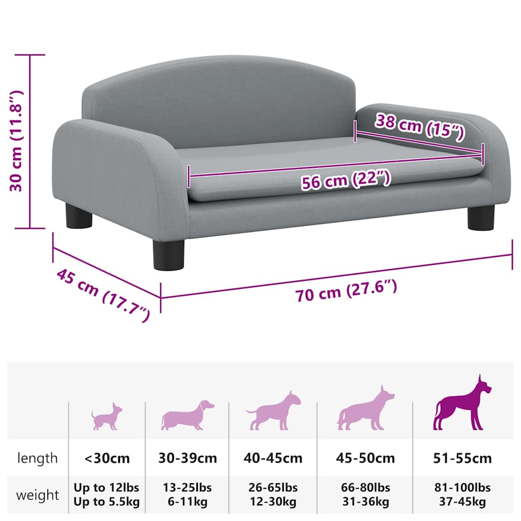 Hundebett Dunkelgrau 70x45x30 cm Stoff