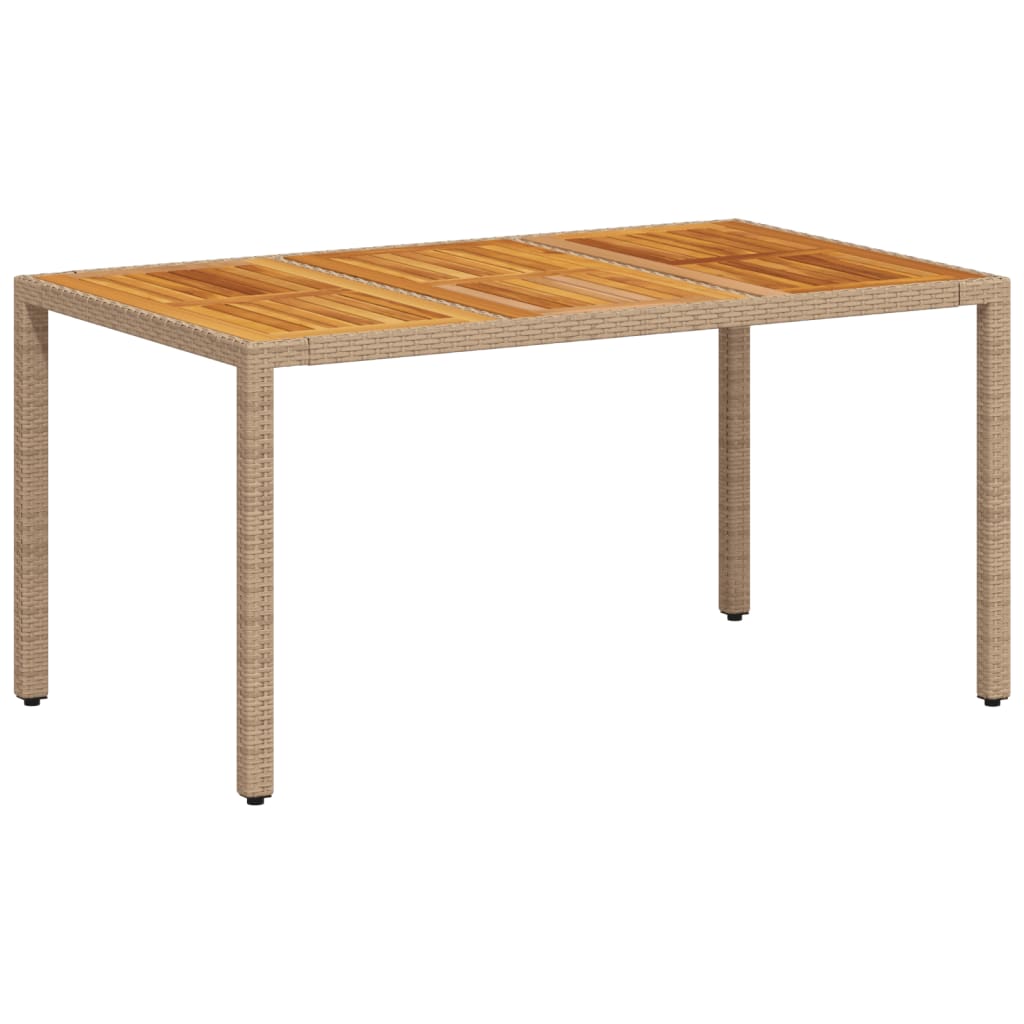 Gartentisch 190x90x75 cm Akazienholz und Poly Rattan Schwarz