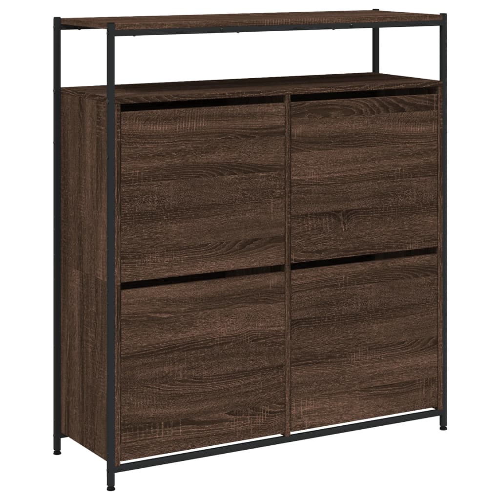 Schuhschrank mit 4 Klappen Sonoma-Eiche 100x34x112 cm
