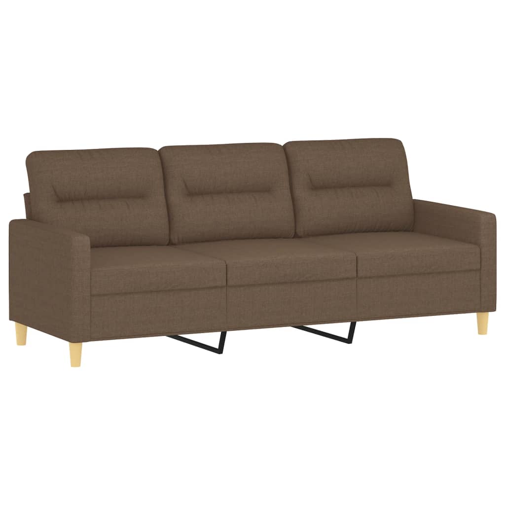 3-tlg. Sofagarnitur mit Kissen Taupe Stoff