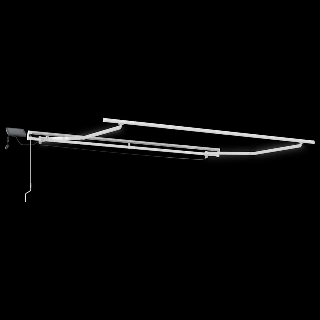 Markise Manuell Einziehbar mit LED 300x250 cm Blau und Weiß
