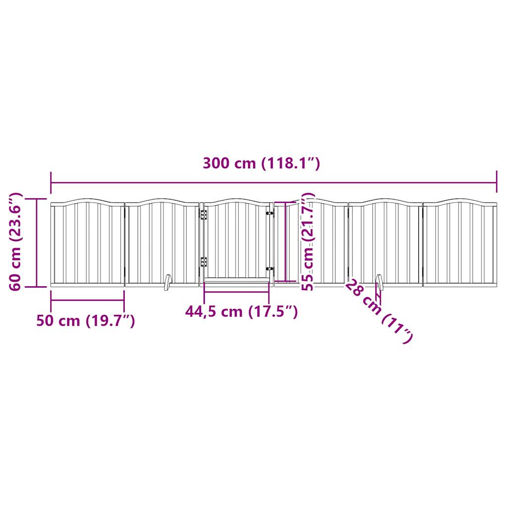 3-tlg. Hundetor Faltbar 150 cm Pappelholz