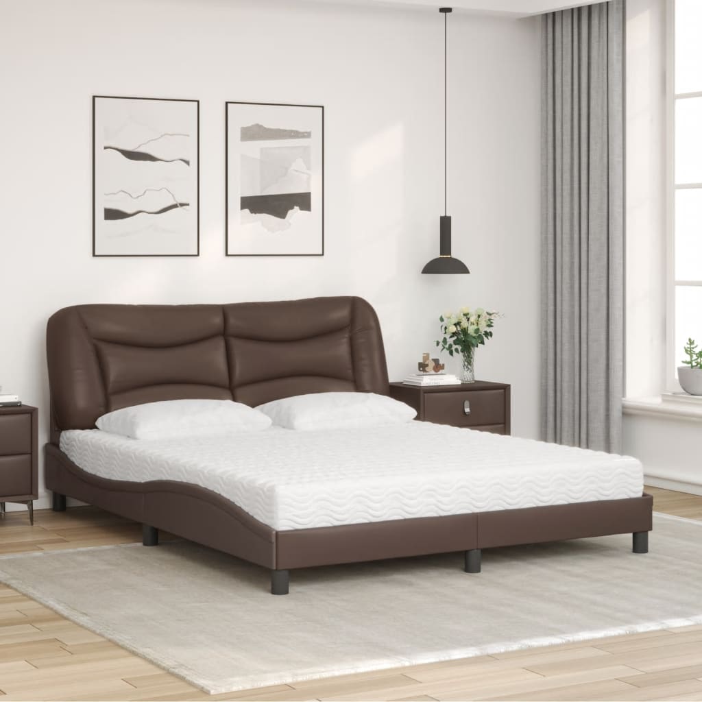 Bett mit Matratze "Hvar" Schwarz 80x200 cm Kunstleder