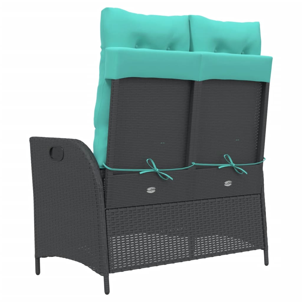 Gartenbank Verstellbar mit Kissen Braun Poly Rattan