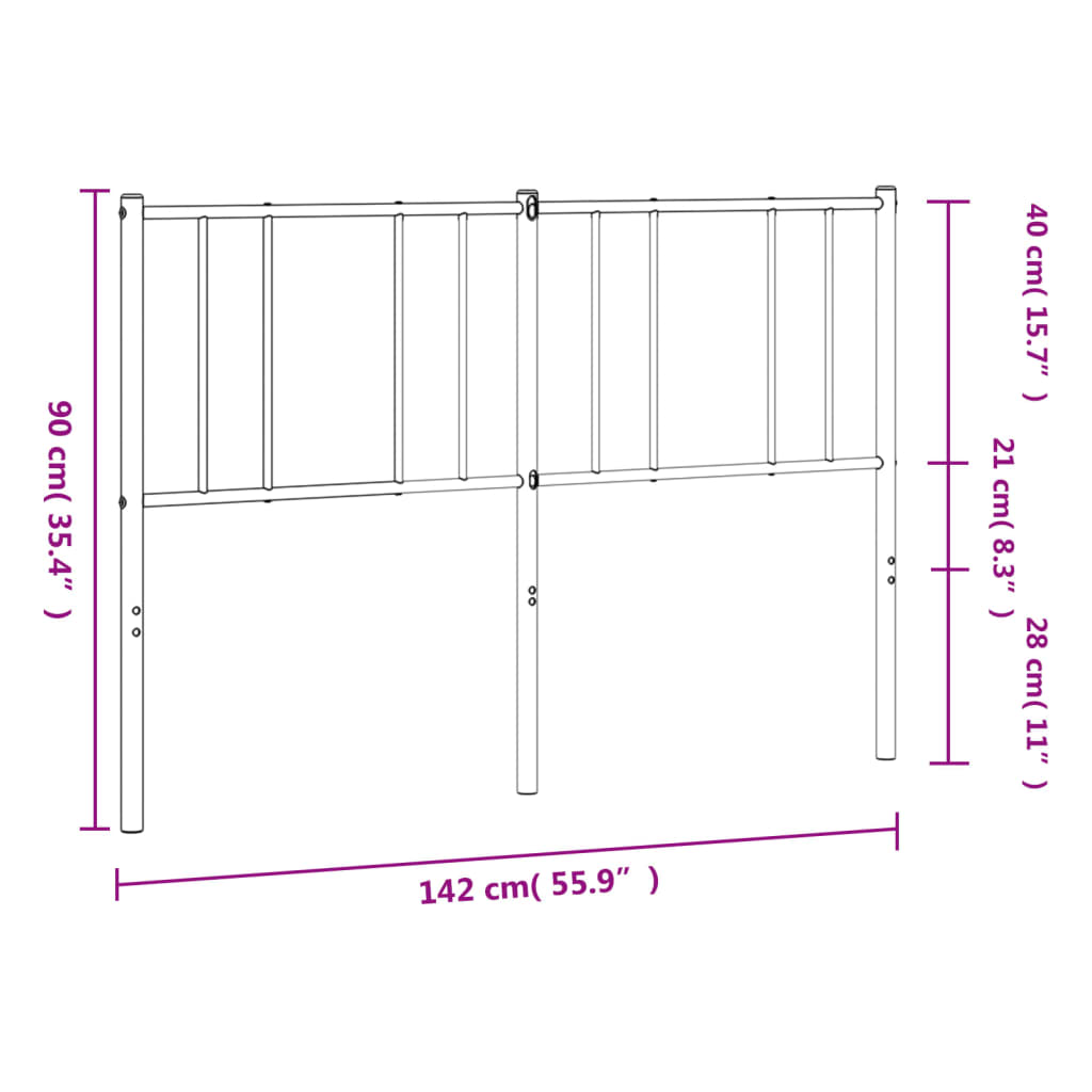 Ersatz-Kopfteil Metall Schwarz 80 cm