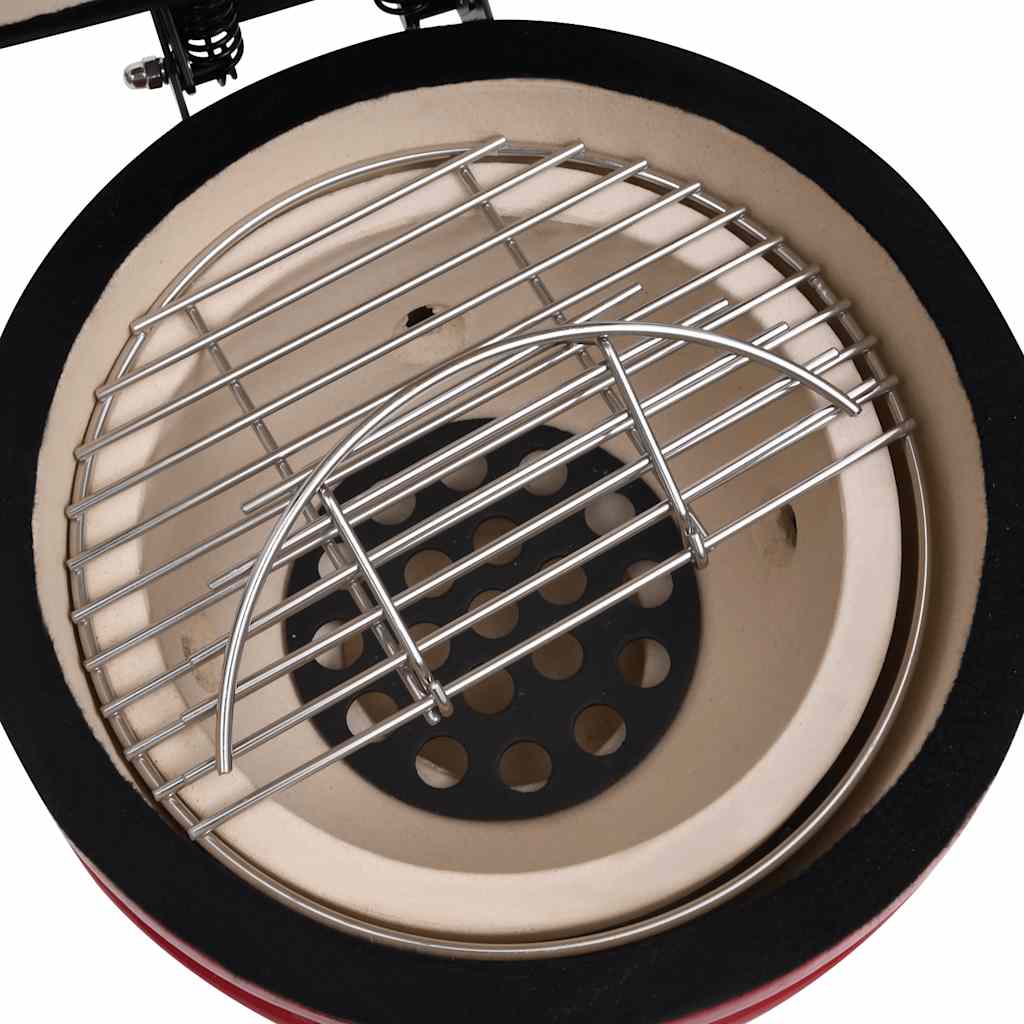 2-in-1 Kamado-Grill Smoker Keramik 56 cm Schwarz