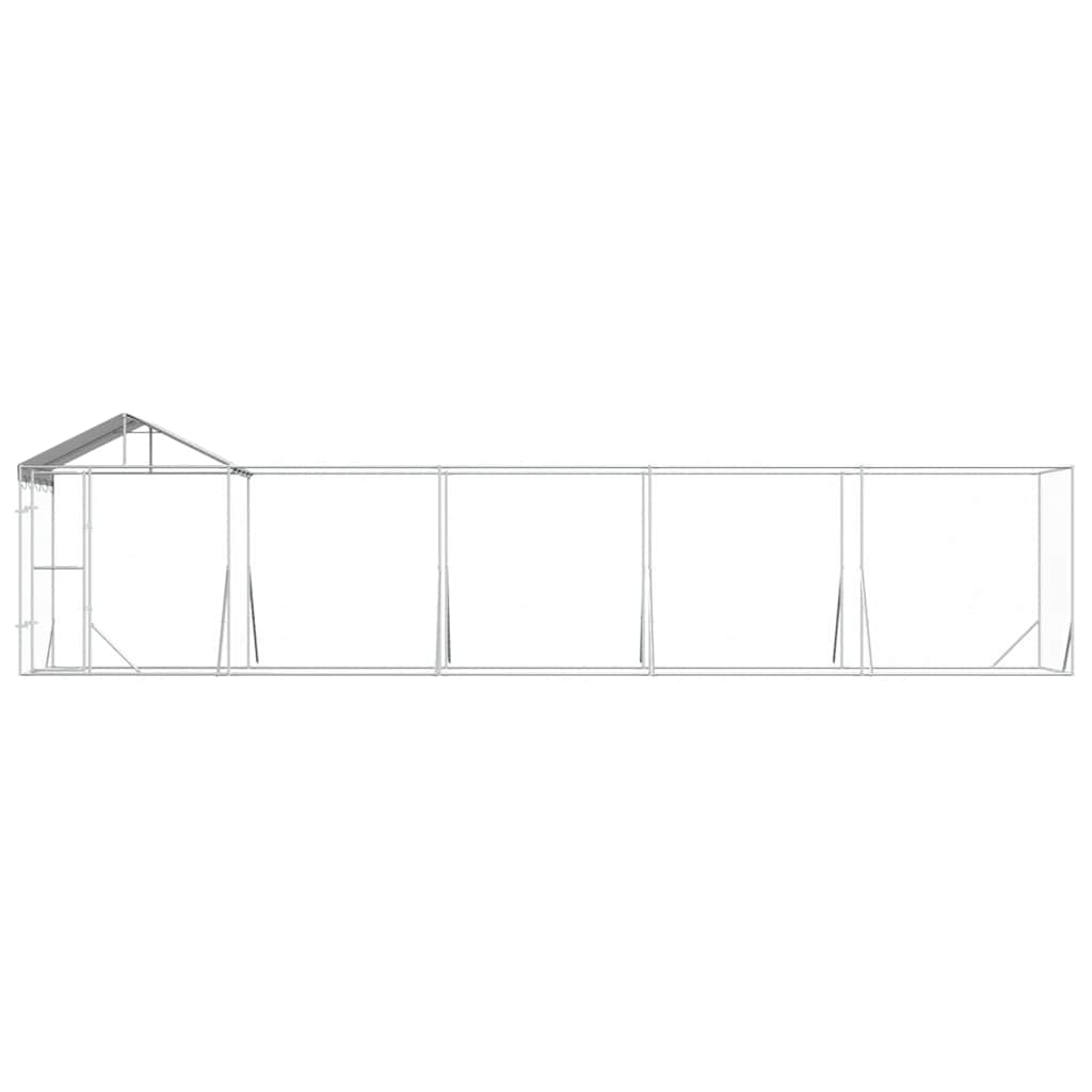 Outdoor-Hundezwinger mit Dach Silber 2x2x2,5 m Verzinkter Stahl