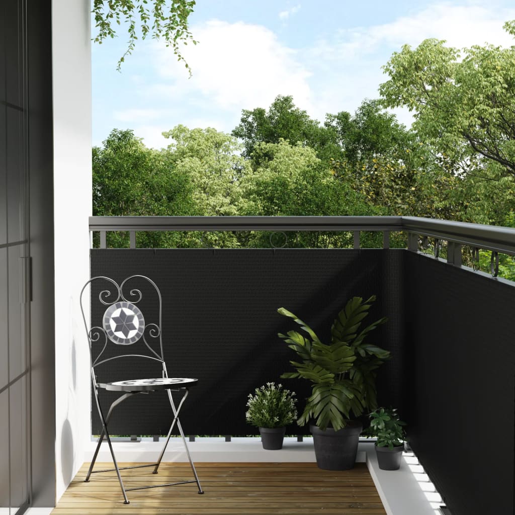 Balkon-Sichtschutz Anthrazit 300x90 cm Poly Rattan