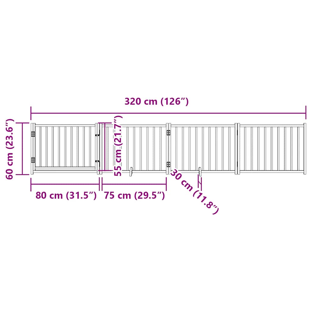 3-tlg. Hundetor Faltbar 150 cm Massivholz Tanne