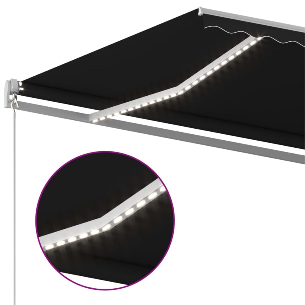 Markise Manuell Einziehbar mit LED 300x250 cm Blau und Weiß