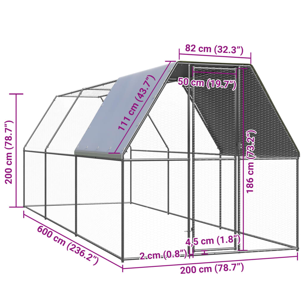Outdoor-Hühnerkäfig 2x2x2 m Verzinkter Stahl