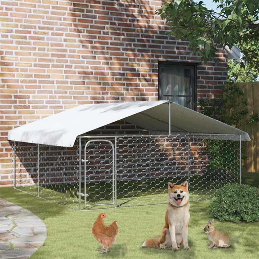 Outdoor-Hundezwinger mit Dach 400x200x150 cm