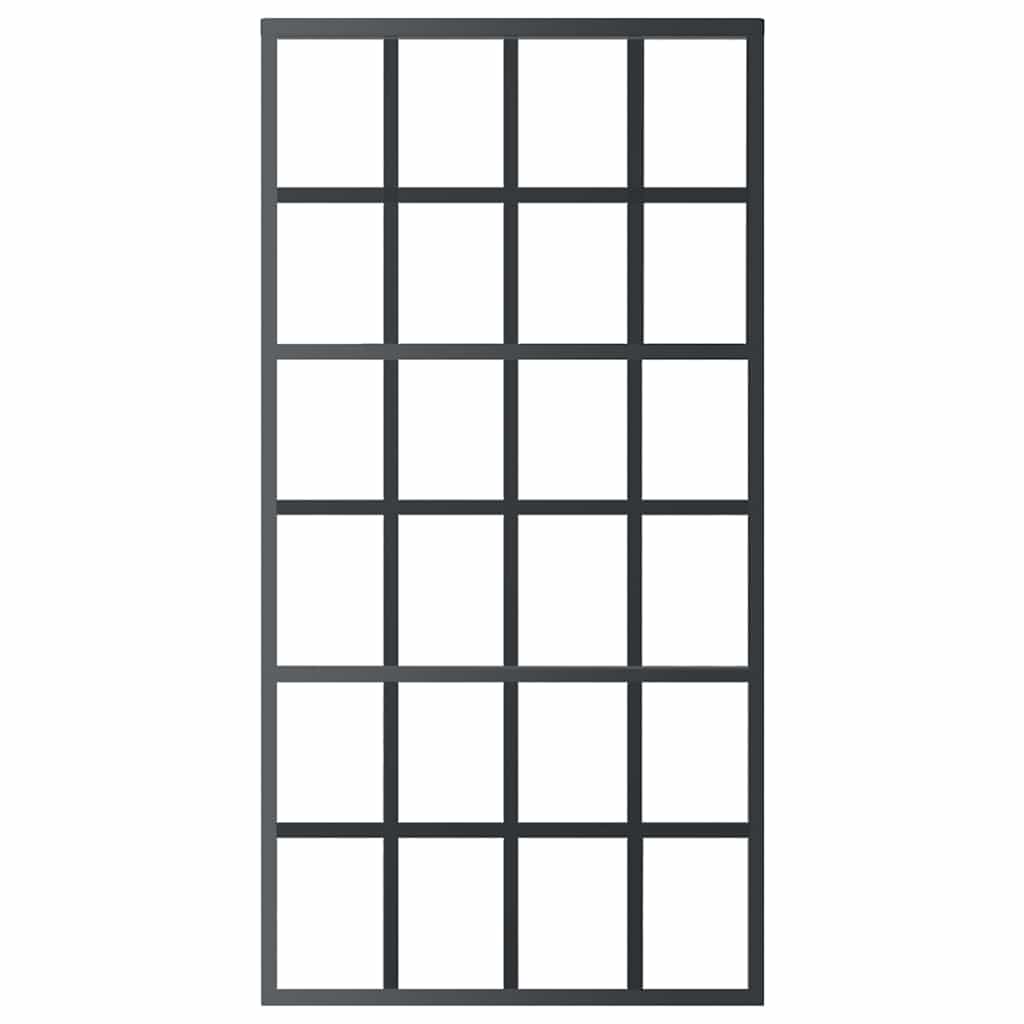 Schiebetür 3-teilig ESG-Glas und Aluminium 76x205 cm Schwarz