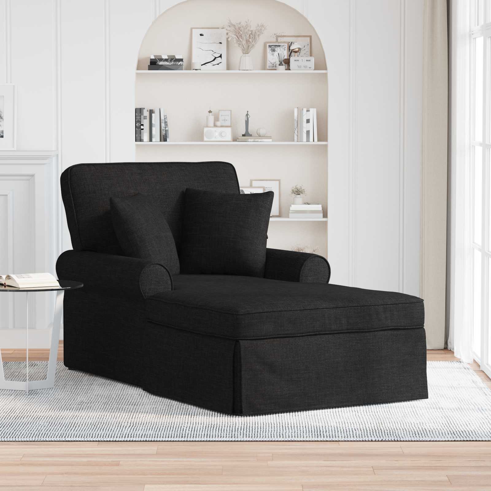 Chaise Lounge mit Rock mit Kissen 3 pcs Hellgrau Stoff