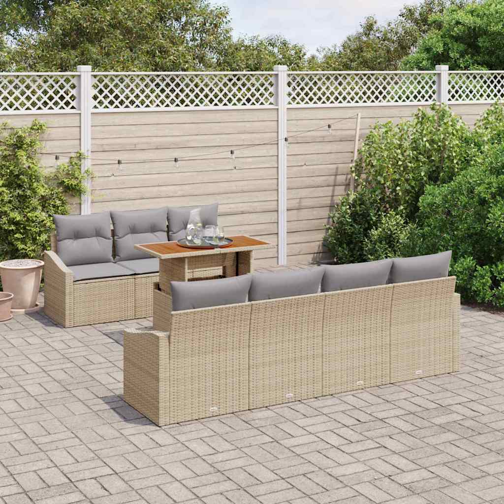 Garten Essgruppe mit Kissen 8 pcs Schwarz und Creme