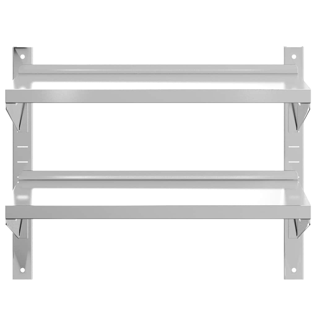 Wandregal mit 2 Böden 100x40x60 cm Silbern Edelstahl