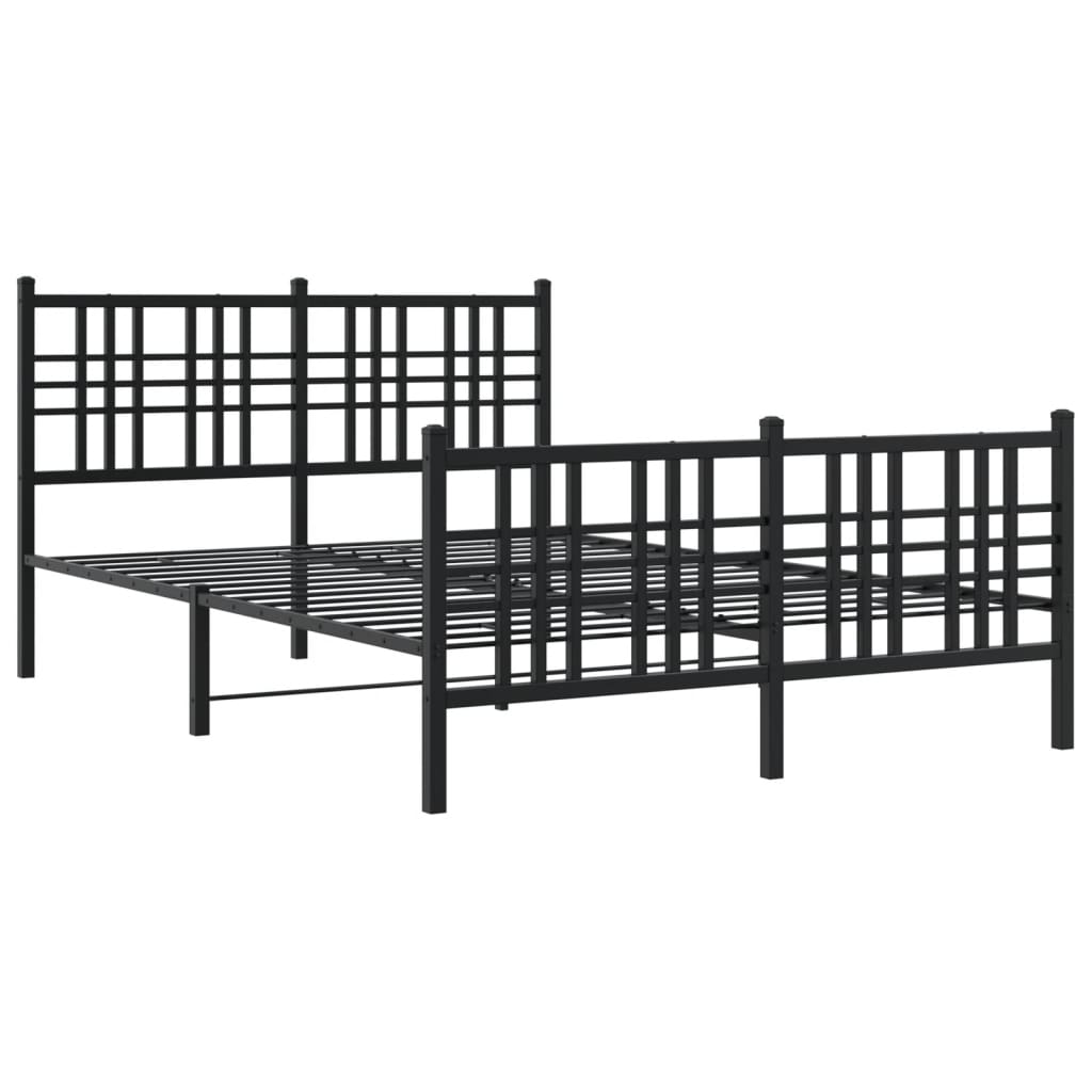 Bettgestell mit Kopf- und Fußteil Metall Schwarz 90x200 cm