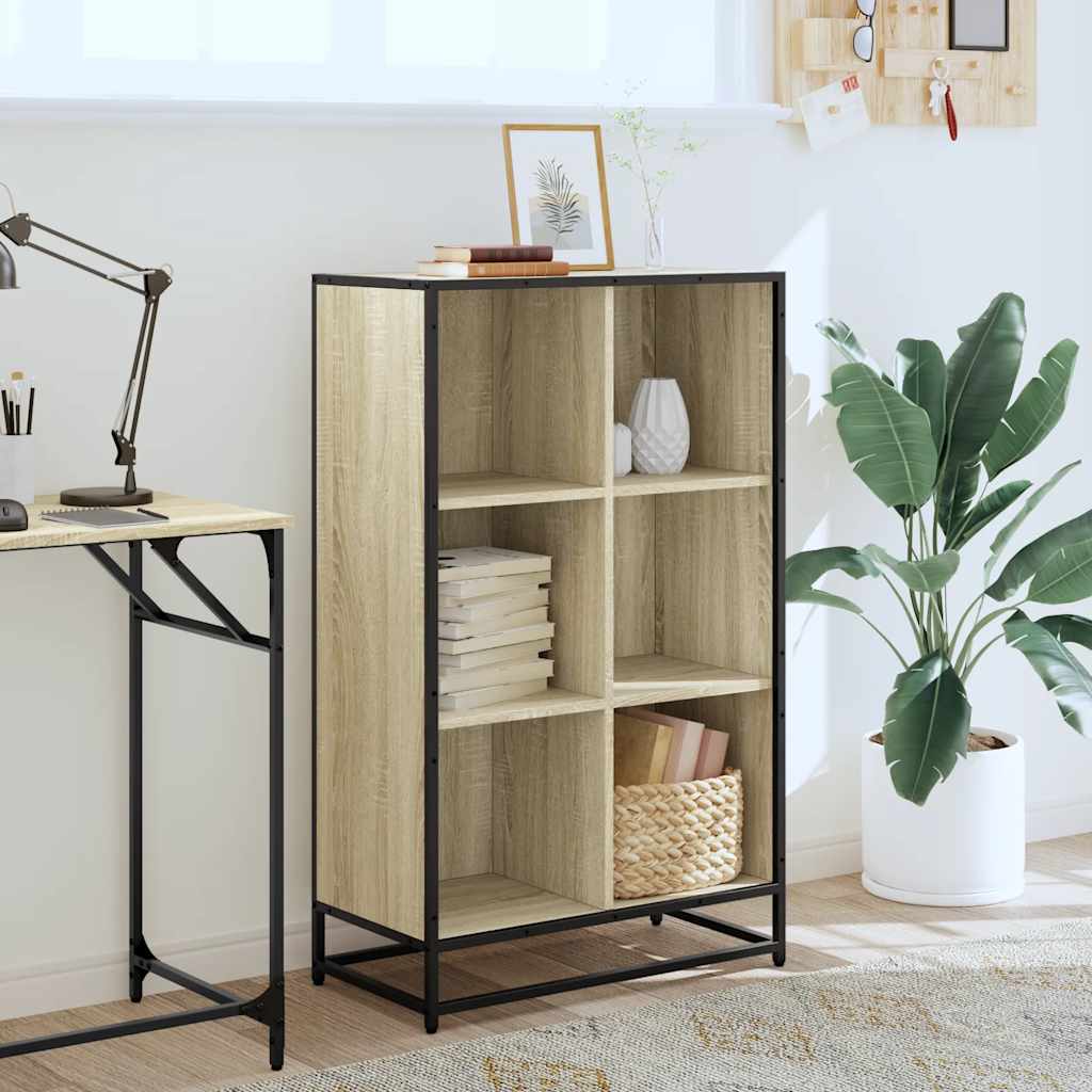 Bücherregal Schwarz 97,5x33x107,5 cm Holzwerkstoff und Metall