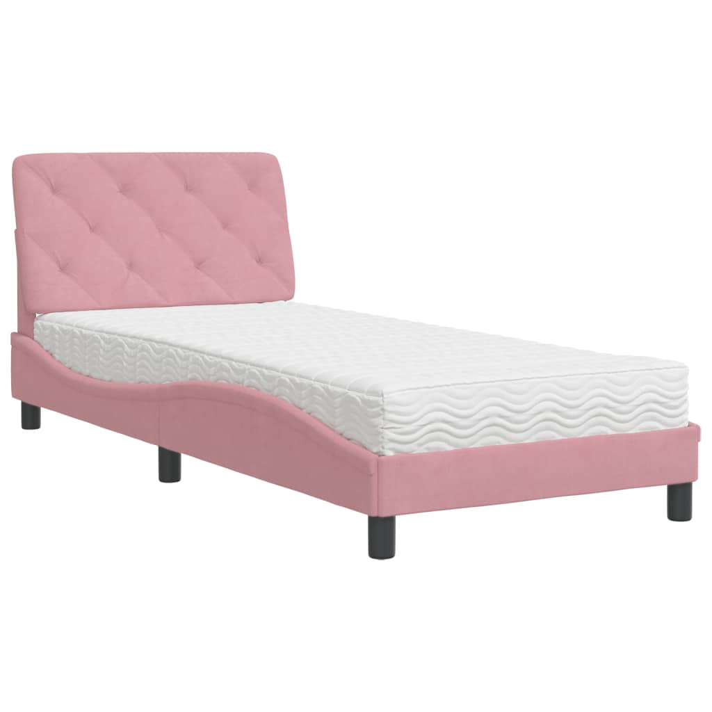 Bett mit Matratze Hellgrau 80x200 cm Samt