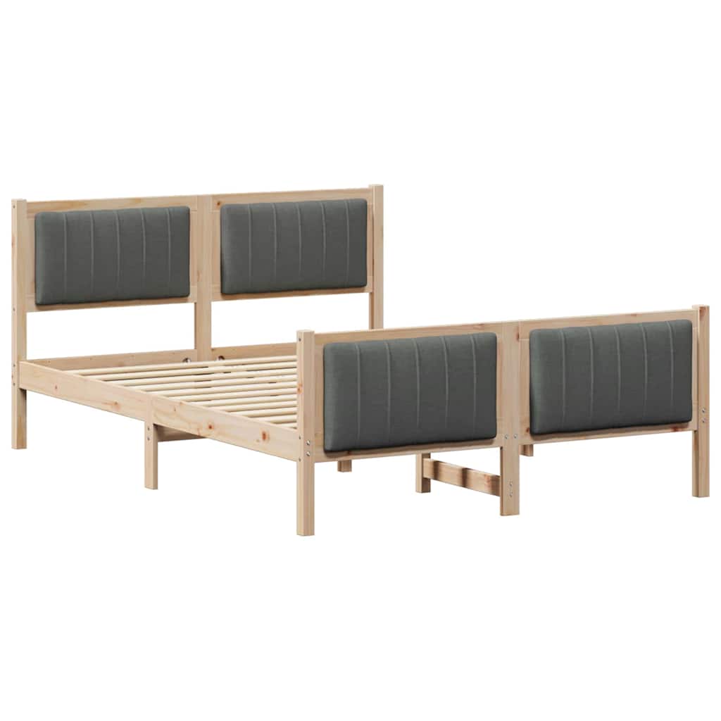 Bettgestell Braun und hellgrau 200 x 200 cm Massivholz Kiefer