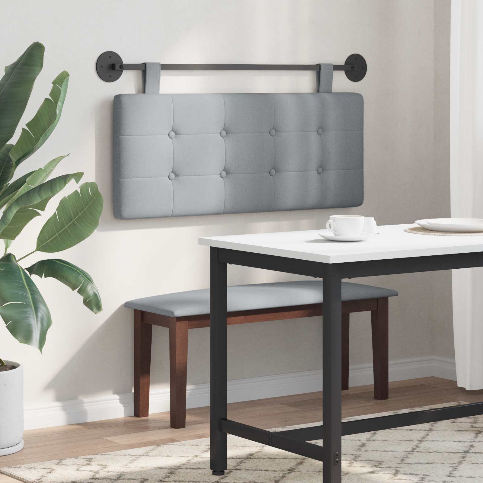 Hängendes Kopfteil Mit LED Licht Wolkengrau Stoff